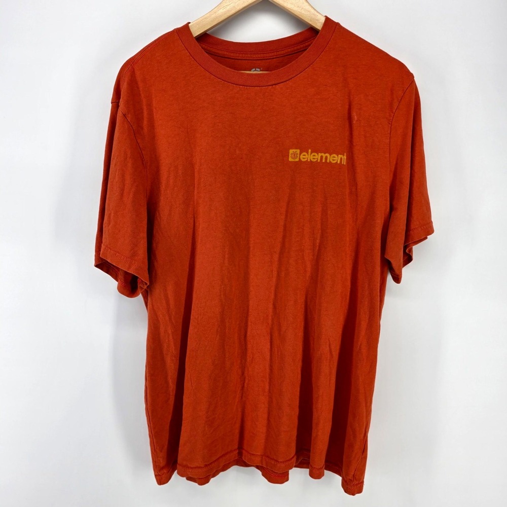 Element‎ T Shirt Mens Large Burnt Orange Mountain Graphic Back Logo Skate Tee